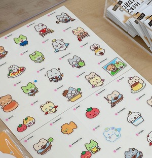 [HOOKKA HOOKKA STUDIO × HEEHEECLUB] フフヒヒ 貼ってはがせる PVC ランダム ステッカー シール セット ver.3（4枚入り）