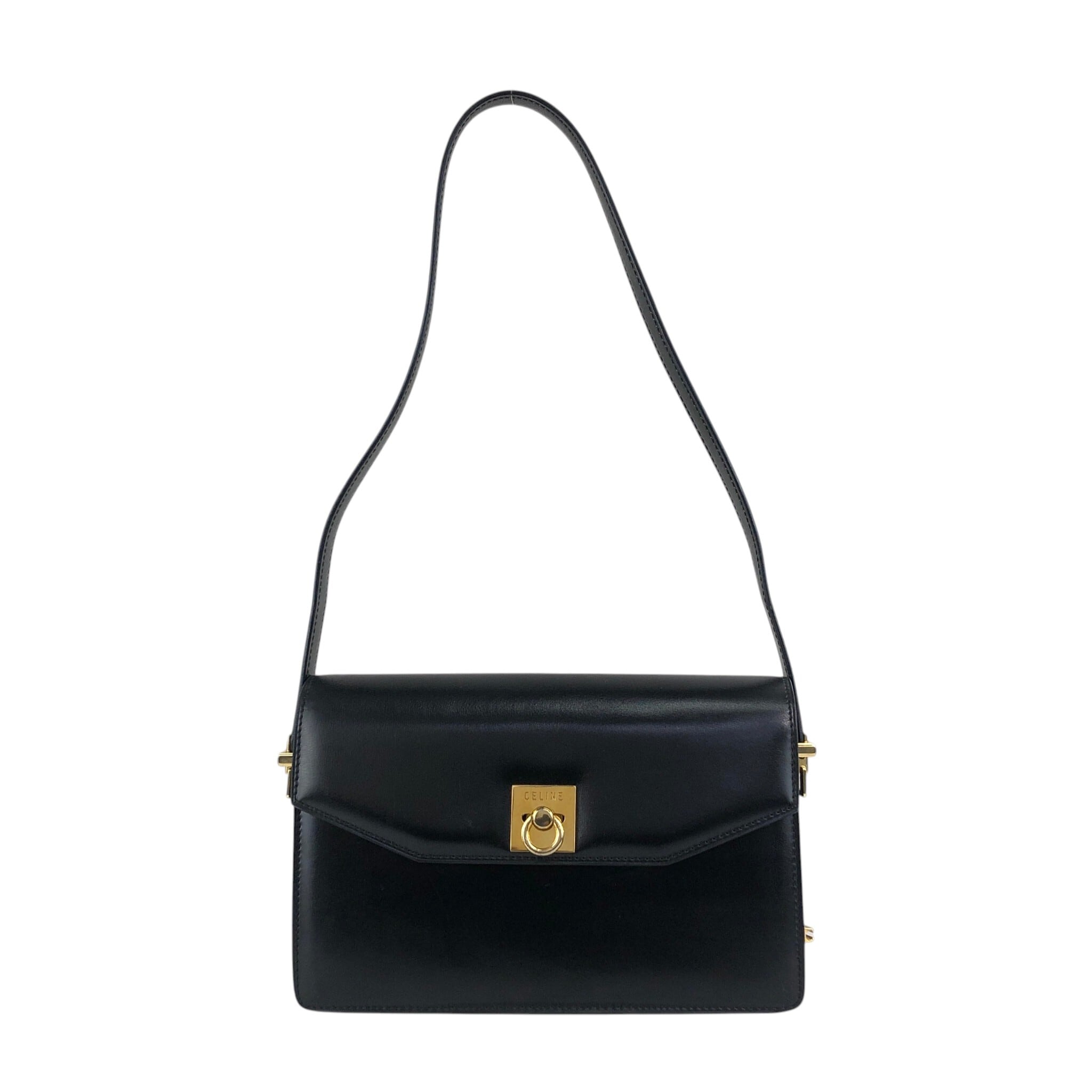 CELINE セリーヌ ショルダーバッグ ブラック ガンチーニ レザー