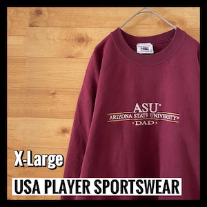 【USA PLAYER SPORTSWEAR】カレッジ 刺繍ロゴ アリゾナ州立大学 スウェット トレーナー XL アメリカ古着