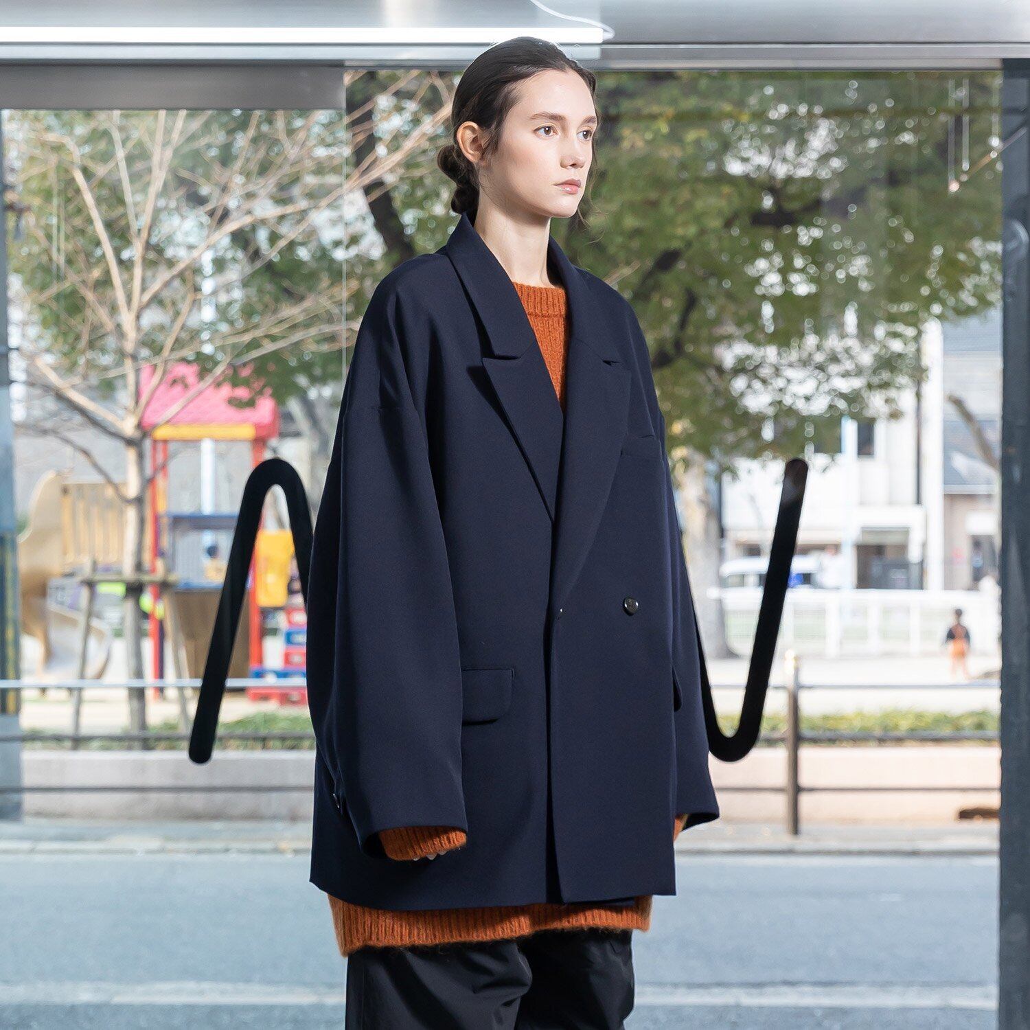 VOAAOV BISHU WOOL ONI SURGE Double Big Jacket (NAVY) VOJK-K42