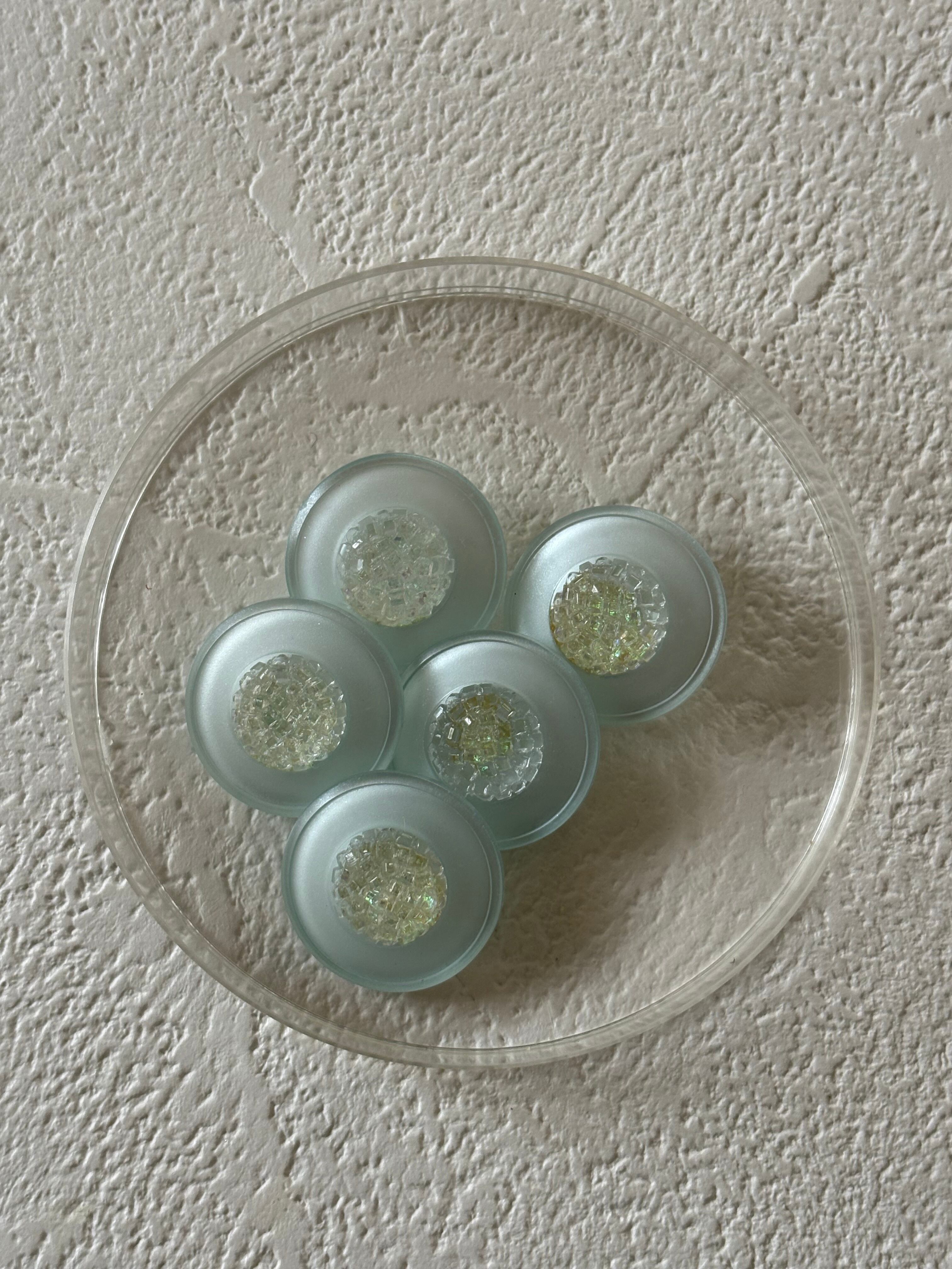 Japanese Vintage ボタン ライトブルー 23mm ビーズ 昭和レトロ アクセサリーパーツ 装飾材 カルトナージュ