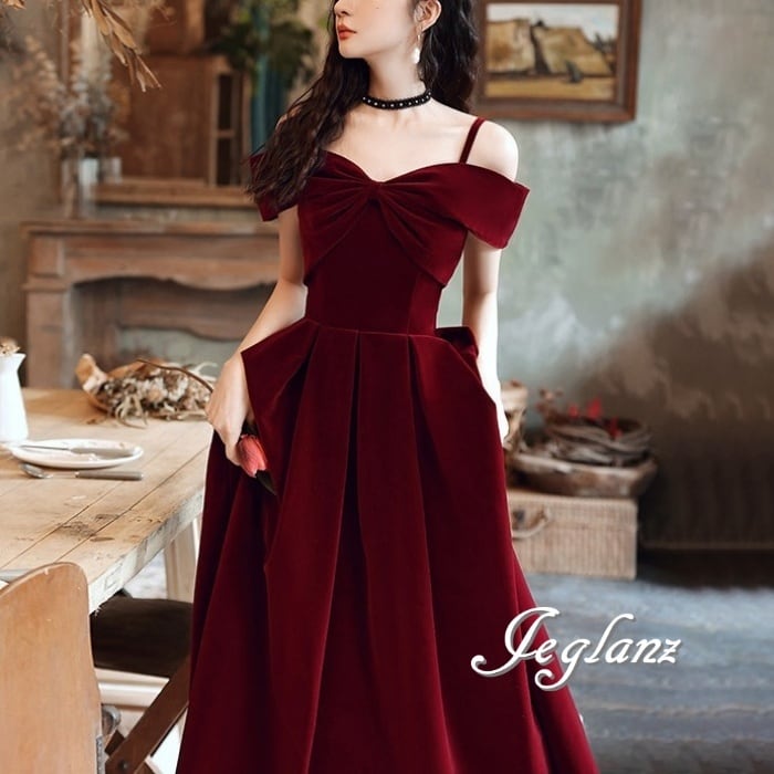 ウエディング カラードレス リボン 背中 編み上げ コードショルダー(M6164)★