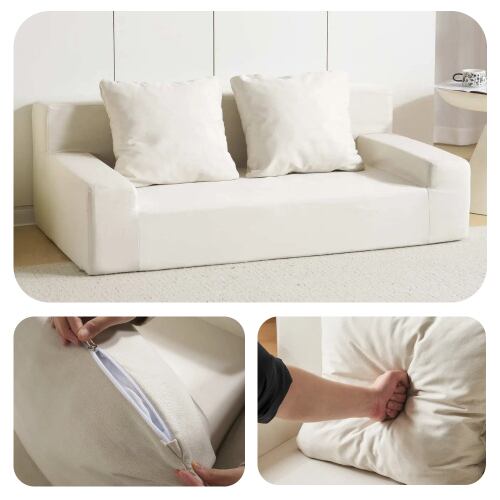 【ホワイト】2人掛けソファベッド 組立不要 フロアソファ コンパクト ローソファ ホワイト】2人掛けソファベッド 組立不要 フロアソファ コンパクト