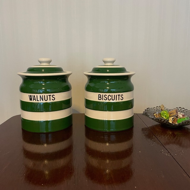 【Cornishware】ジャー｜BISCUITS
