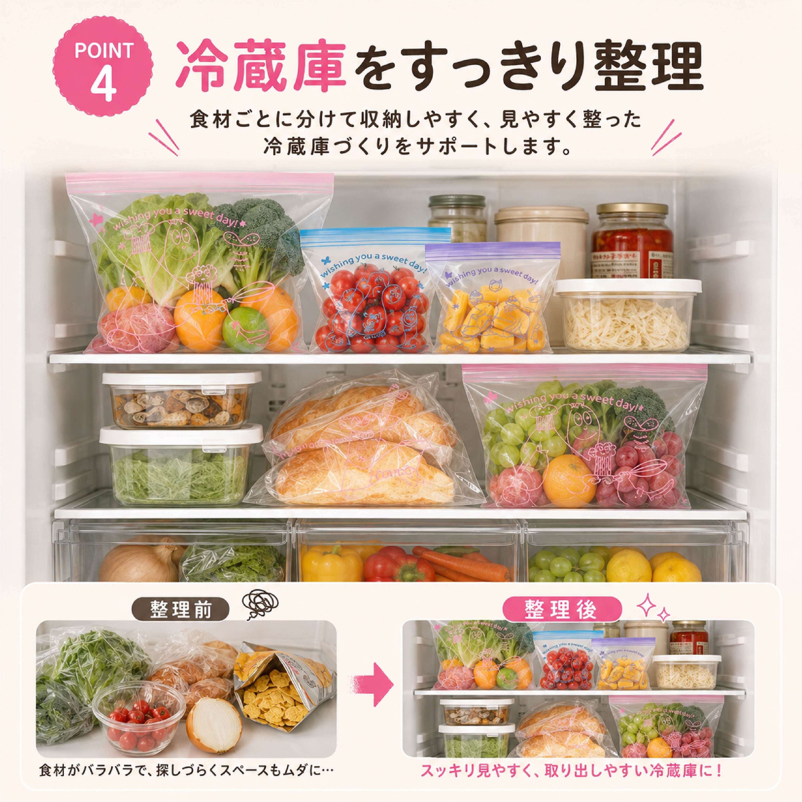HY 803 . 食品保存袋 180枚セット ダブルチャック フリーザーバッグ