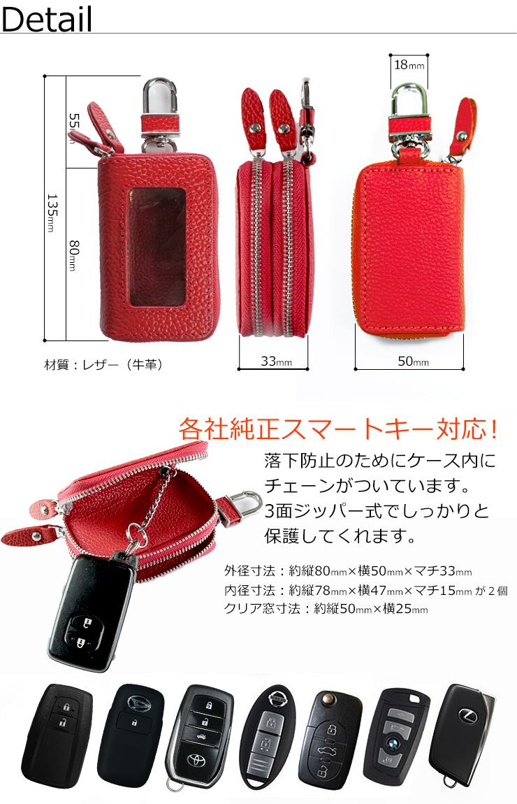 窓付きスマートキーケース(S) スマートキーケース 両面クリア窓付きダブルファスナー