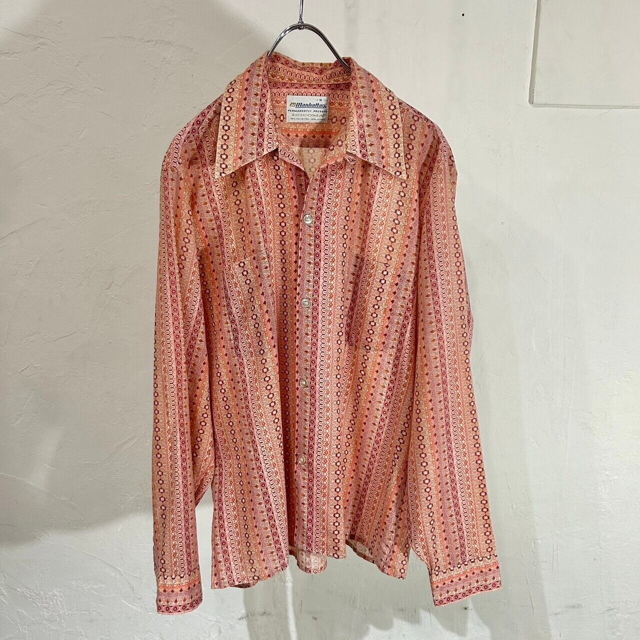 70s Manhattan Total Pattern Open Collar Shirt