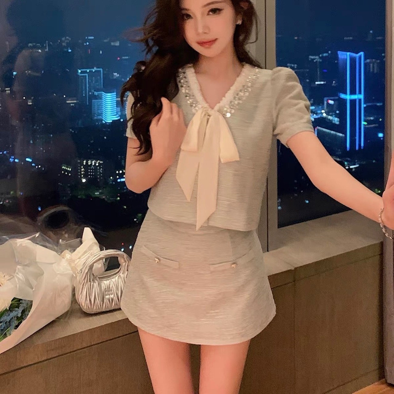 French Blouse Two-Piece Set