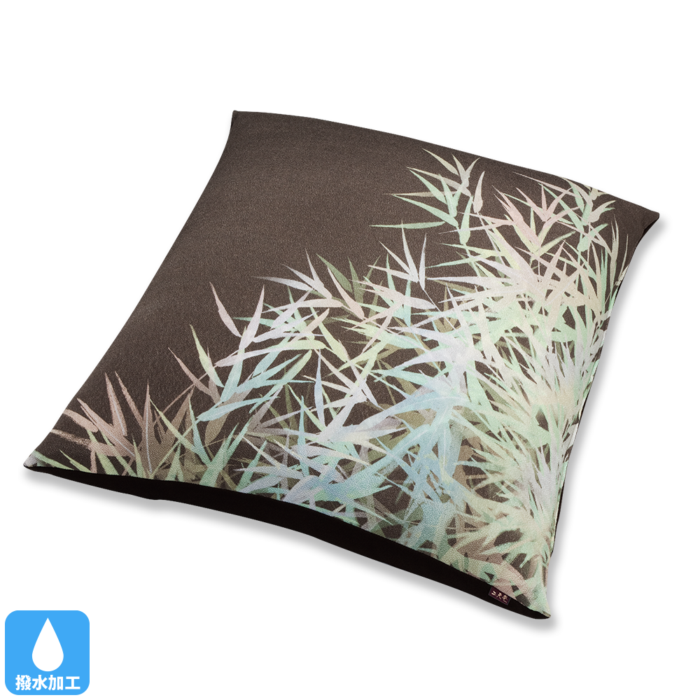 ちりめん 座布団(カバーのみ)笹 TC(こげ茶)59×63