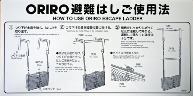 オリロー（ORIRO）避難ばしご使用法　金属製　ナスカン　壁　MKH002B