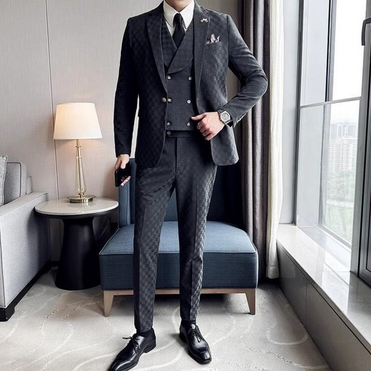 plaid casual suit 3piece 00017