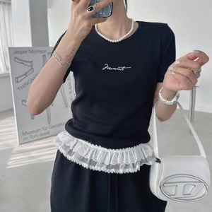 Lace-hem Pullover 502740