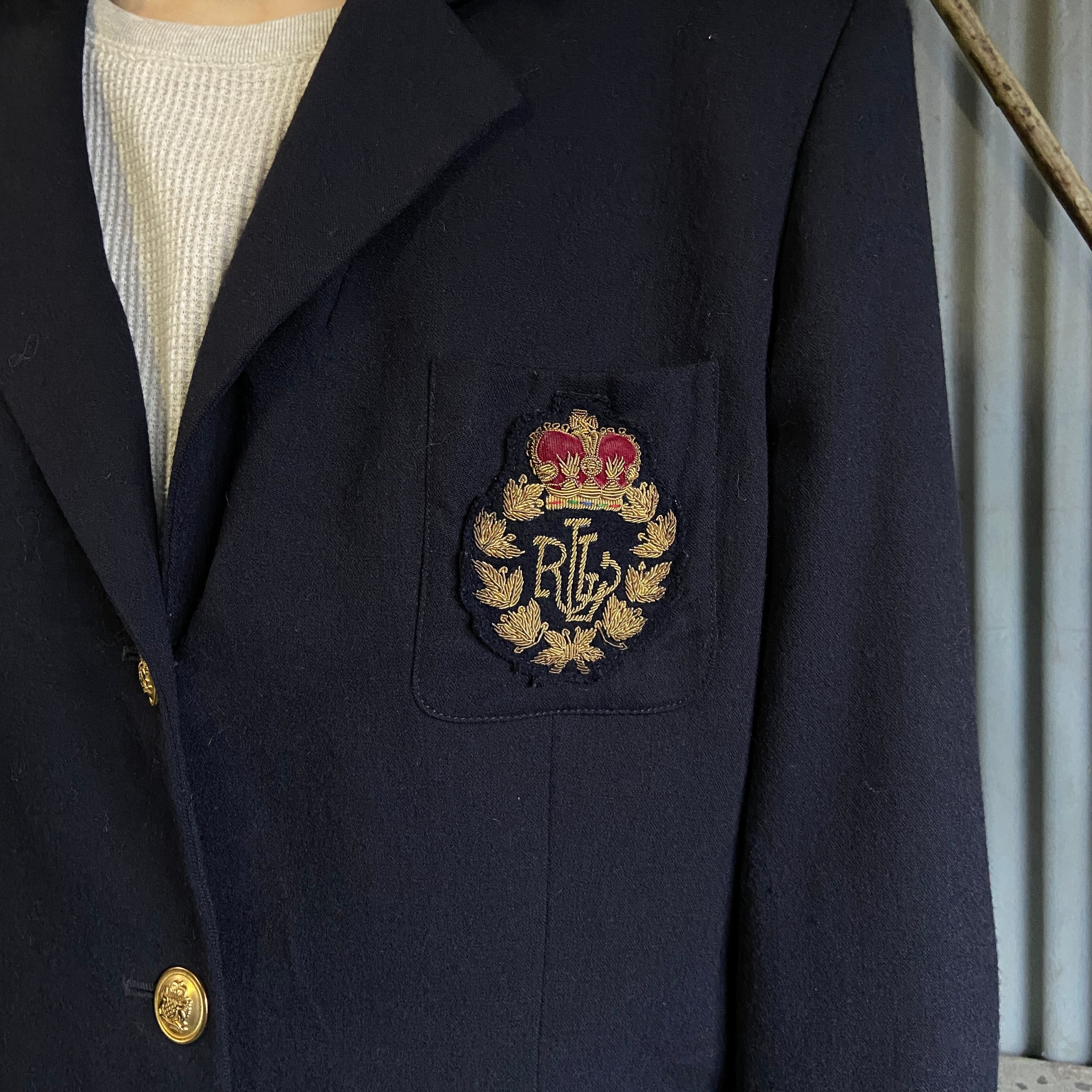 USA製 ローレン ラルフローレン ワッペン 金ボタン テーラード  