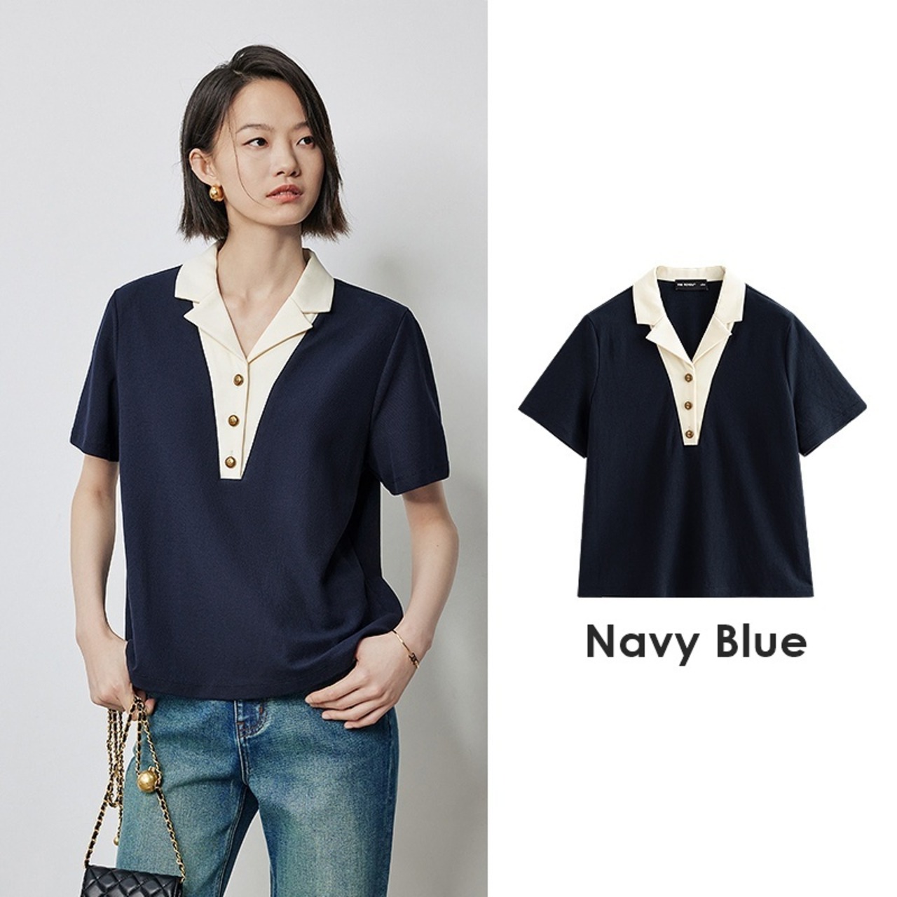 Bicolor Short Sleeve Collar Shirt / バイカラー 半袖 シャツ
