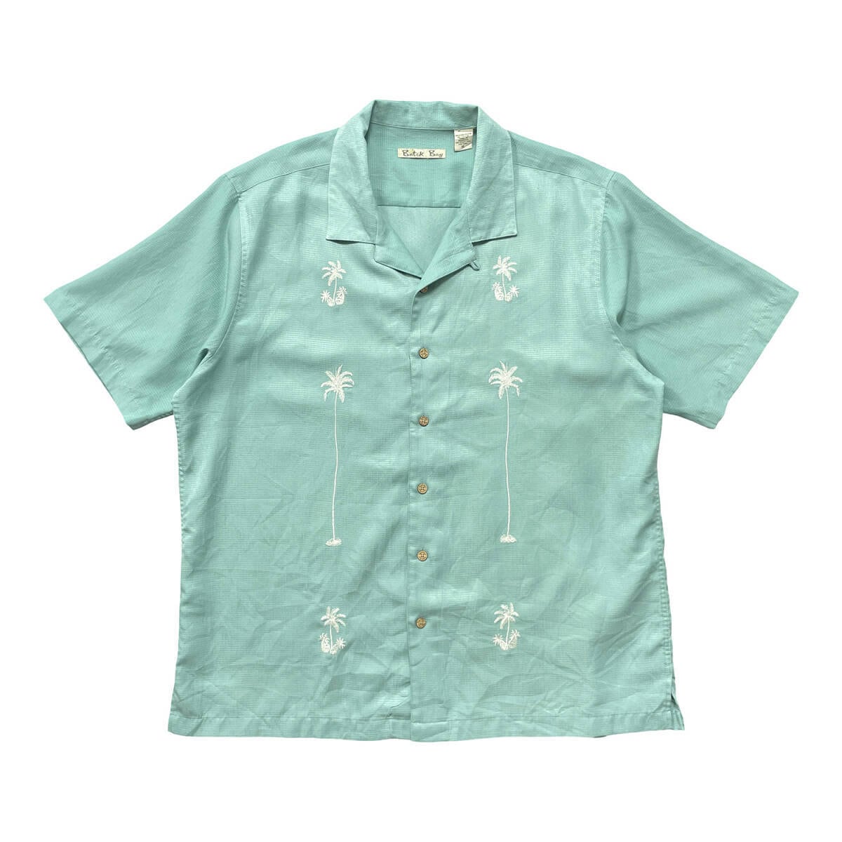 USA 古着 Island Shores アイランドショアーズ レーヨン/ポリ 開襟