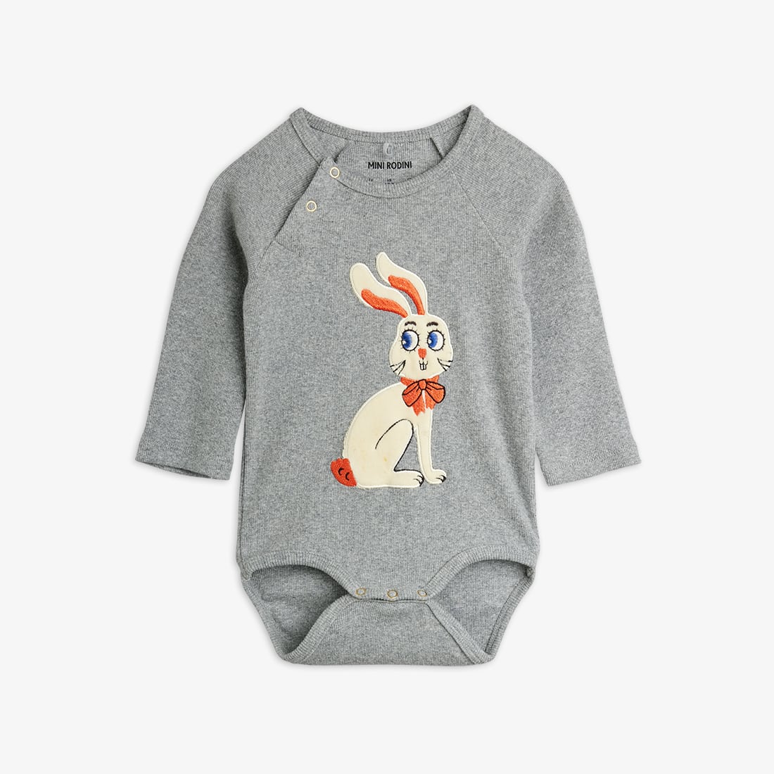 ②【26AW】minirodini(ミニロディーニ)Rabbits application ls body(68-74/80-86)ロンパース うさぎ アップリケ