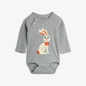②【26AW】minirodini(ミニロディーニ)Rabbits application ls body(68-74/80-86)ロンパース うさぎ アップリケ