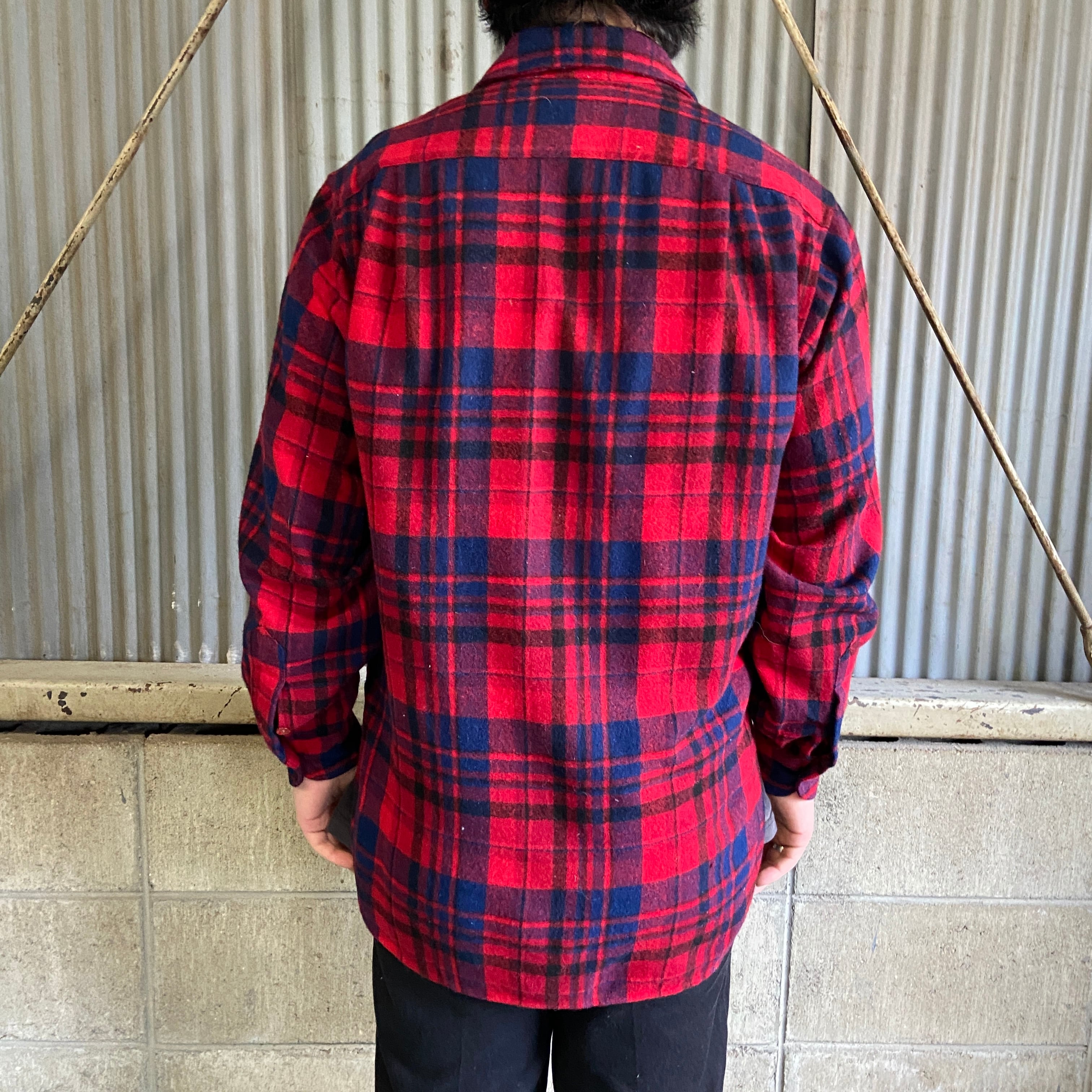 年代 USA製 PENDLETON ペンドルトン チェック柄 ウール 長袖シャツ