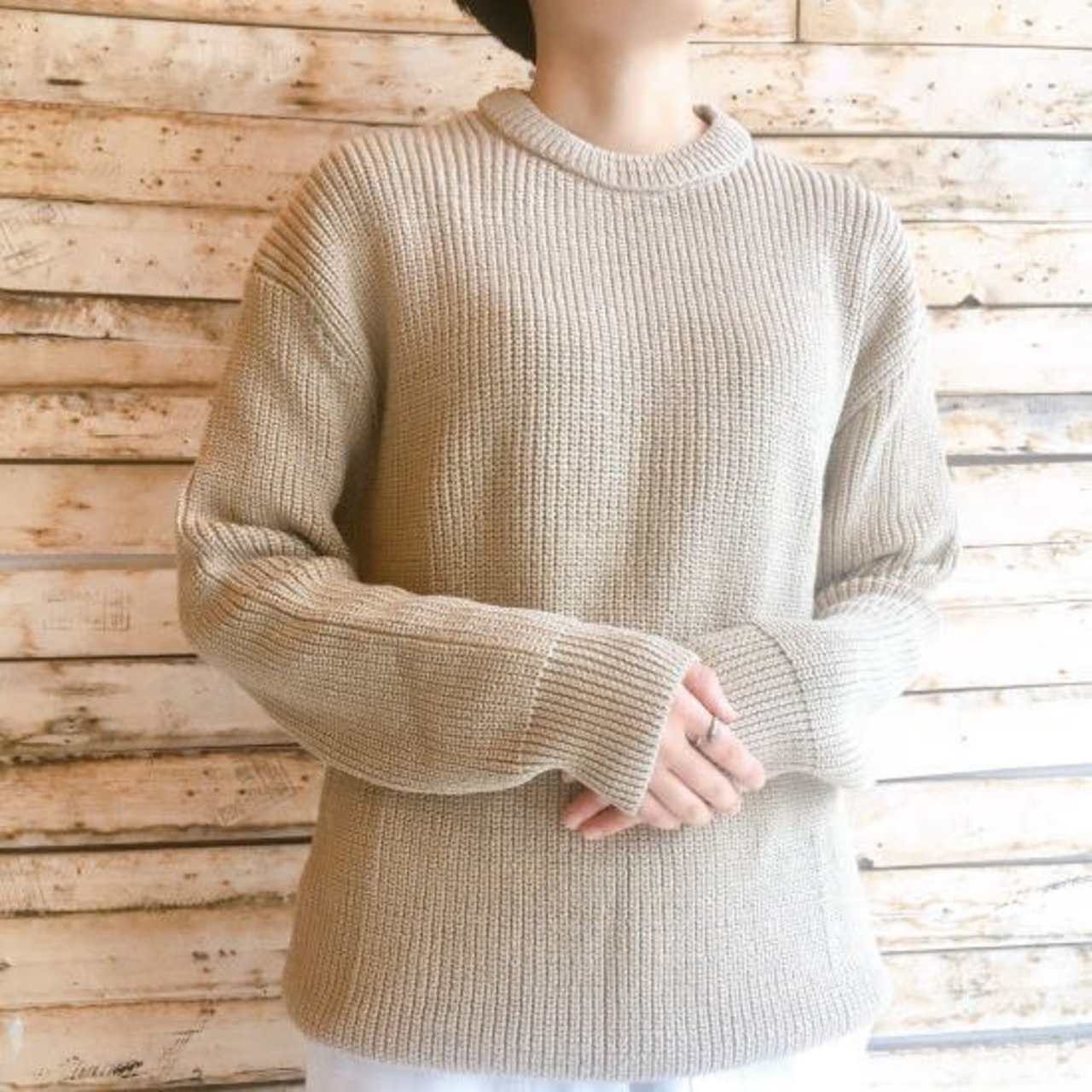 TOPANGA LADY'S コットン畦ニット ベージュ
