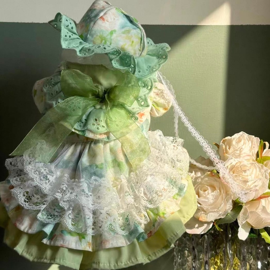 レーススタンドカラーティアードワンピース 00433