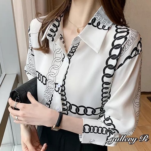 ブラウス　ブラウス　シャツブラウス　柄ブラウス　S/XL