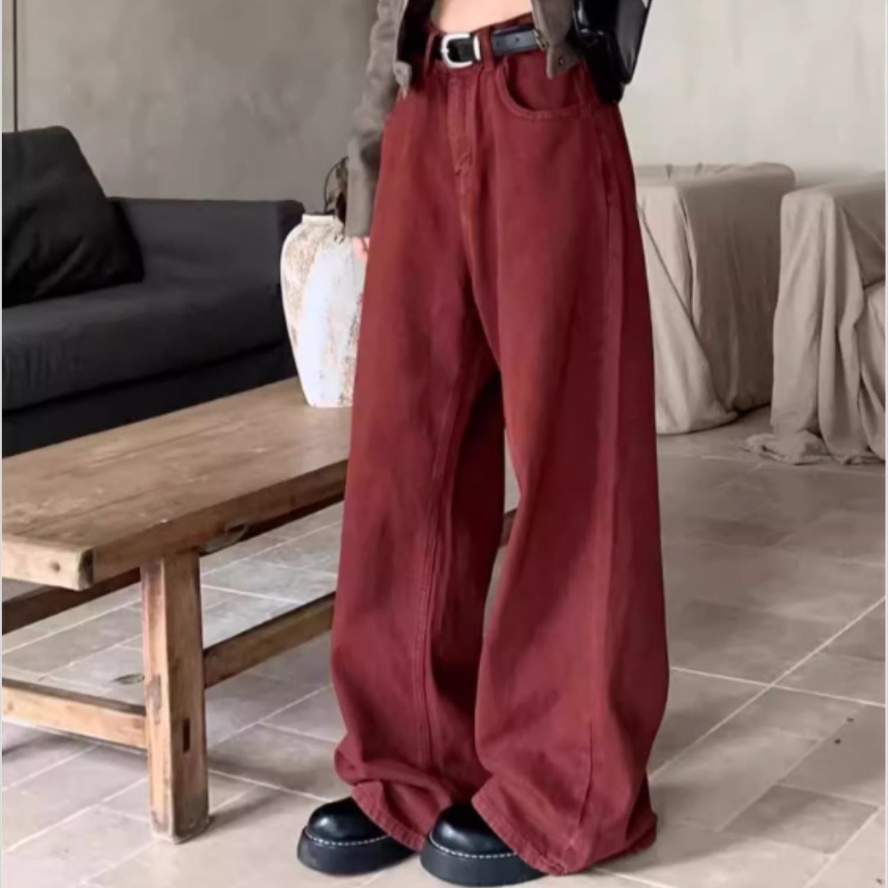 すっきり見えハイウエストデニムパンツ Ln00397