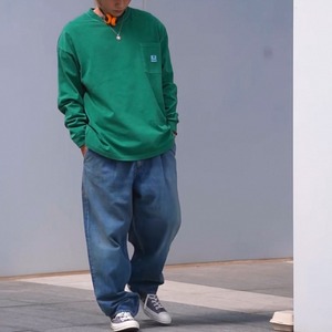 Oversized pocket long sleeve tee 1072