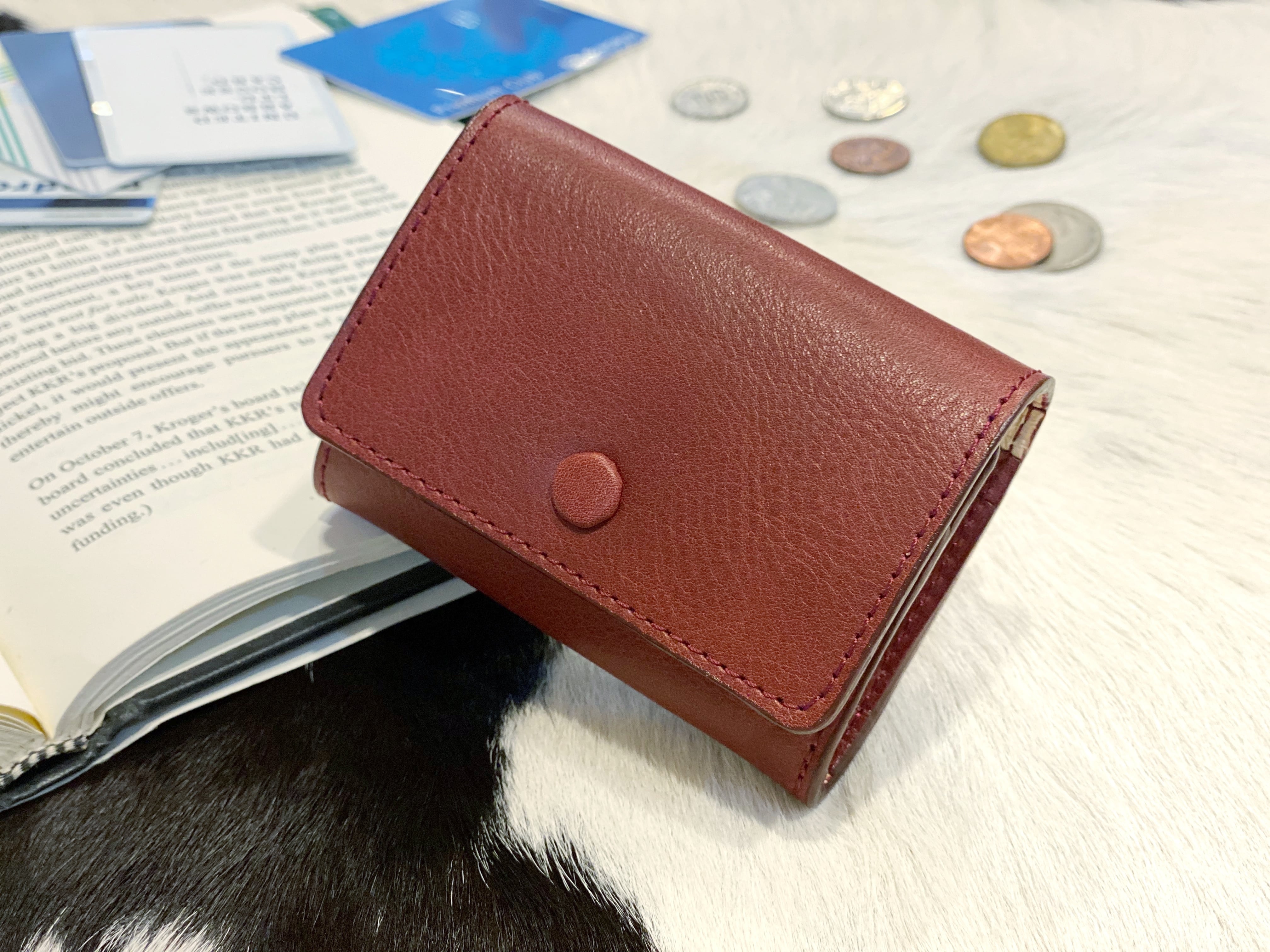 最高級 本牛革 イタリアンレザー ミニマリスト財布 ワインレッド 全ハンドメイド ◇◇ミニマリストの財布◇◇ボルドー 赤 ミニマル コンパクト ミニマ