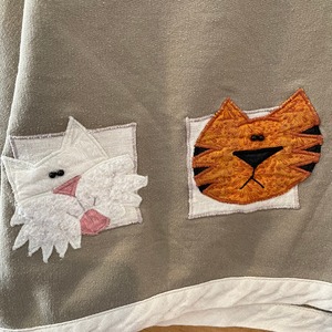 【JERZEES】猫 ネズミ 刺繍 スウェット トレーナー レディースM アメリカ古着