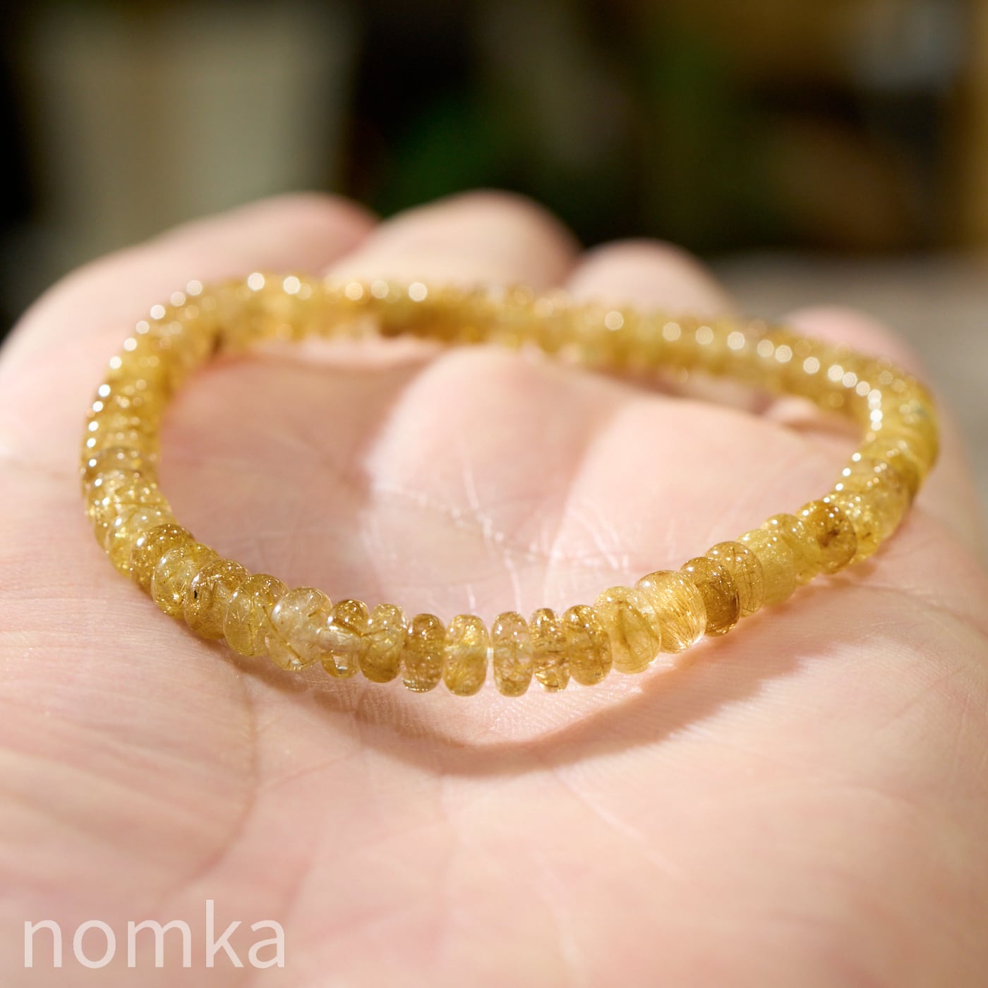 【黄金の輝きを纏う】ヴィーナスゴールドルチル ソロバン一連ブレスレット(ソロバン5mm/約16cm)