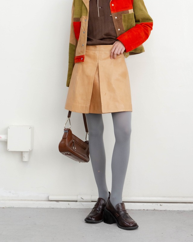 DSQUARED - inverted pleats leather mini skirt from FW2014