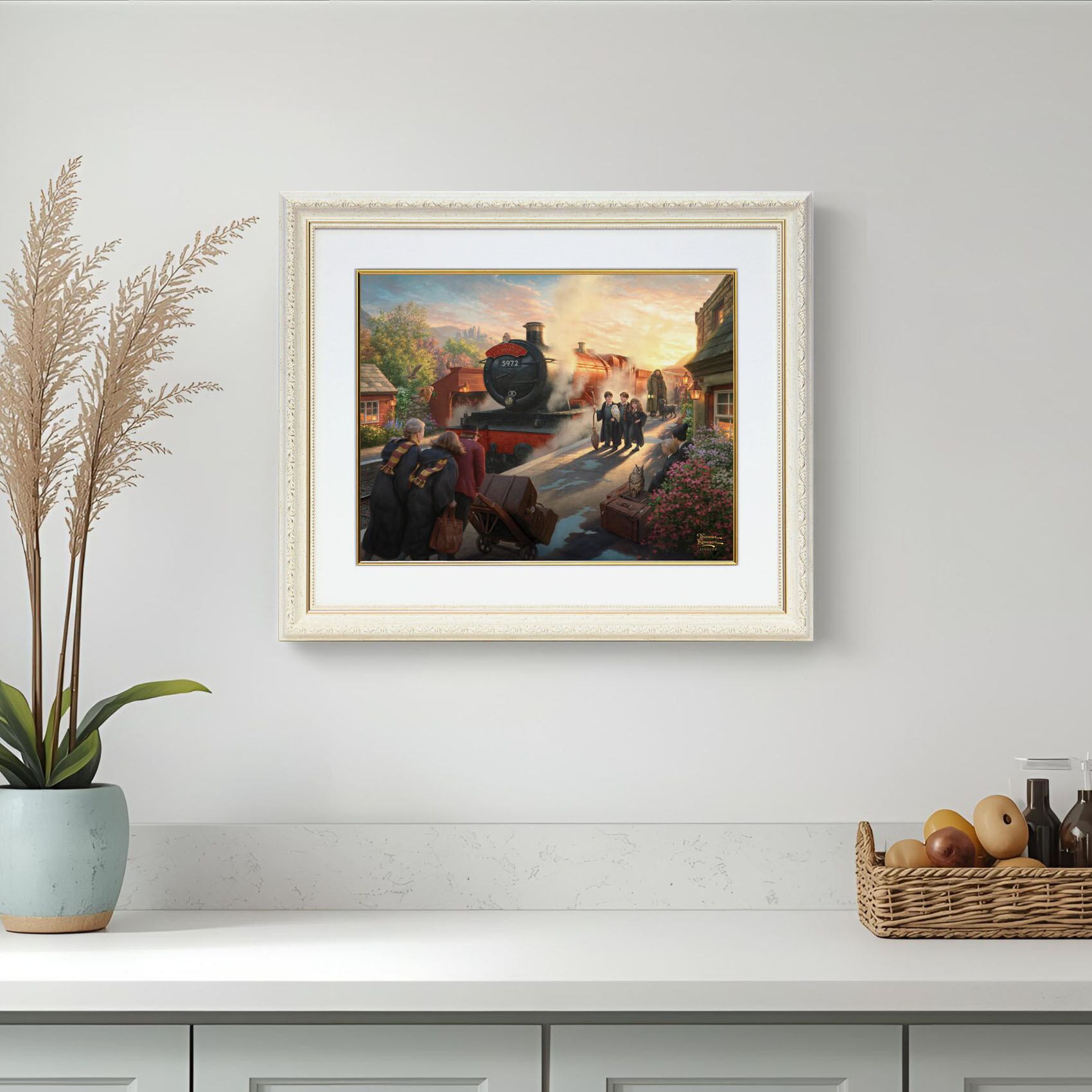 トーマス キンケード スタジオ「ハリー・ポッター/ホグワーツ特急」額縁 作品証明書 展示用フック付き アートプリントポスター