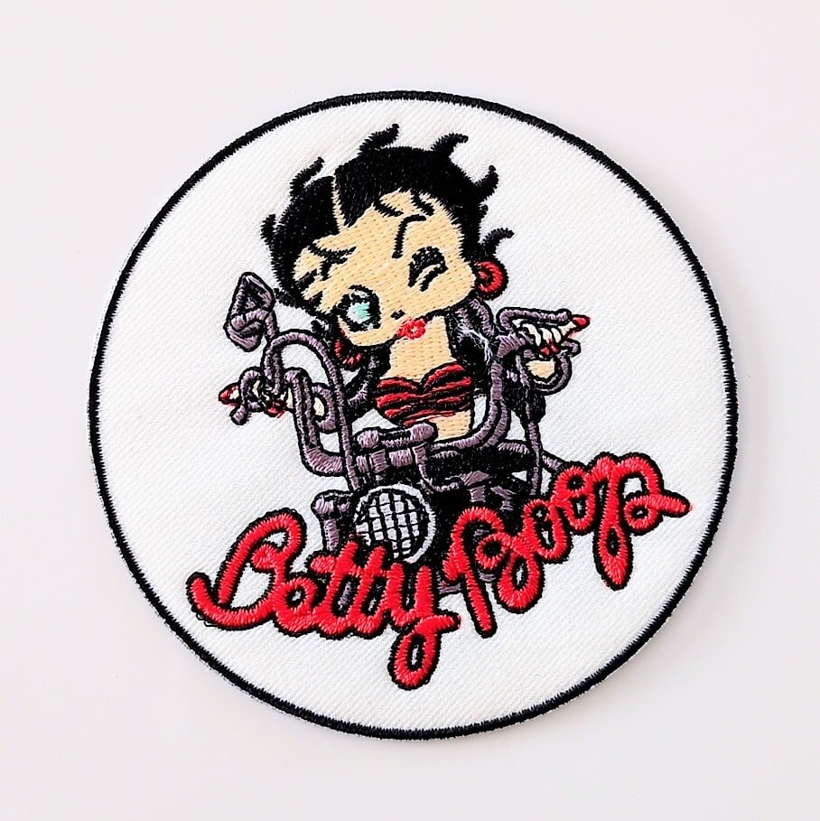 送料無料！ ★刺繍アイロンワッペン★【Betty Boop（ベティブープ） バイカー / バイク】〚アメリカン雑貨 アメトイ〛