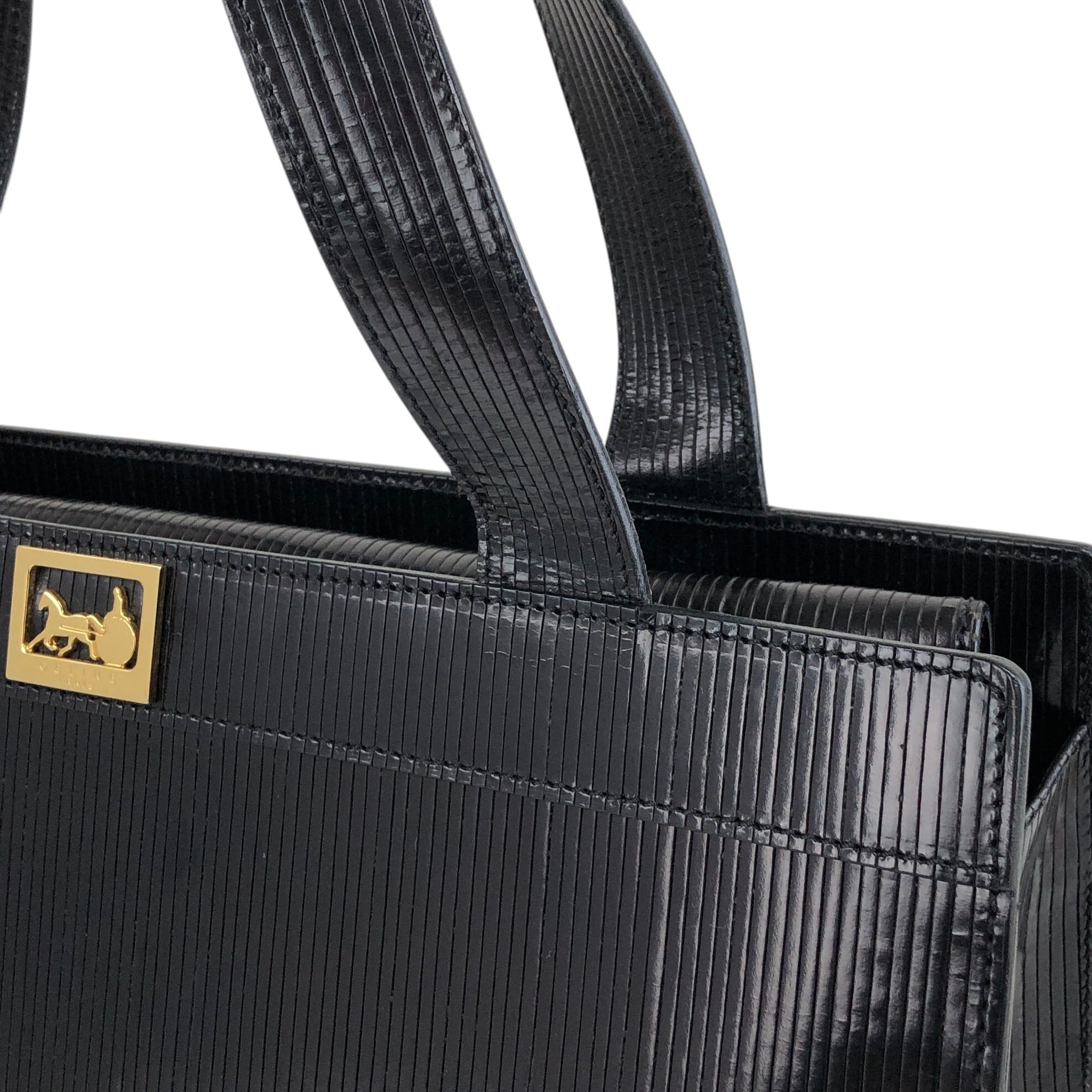 CELINE セリーヌ ハンドバッグ ブラック 馬車ホースキャリッジ レザー