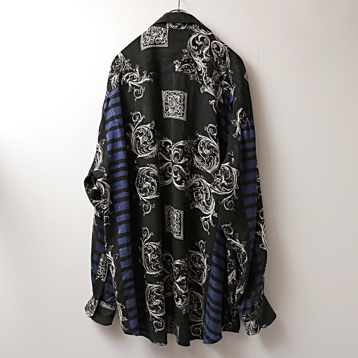 80-90s GOOUCH ”damask border” 総柄 シルク 長袖 シャツ 古着 used