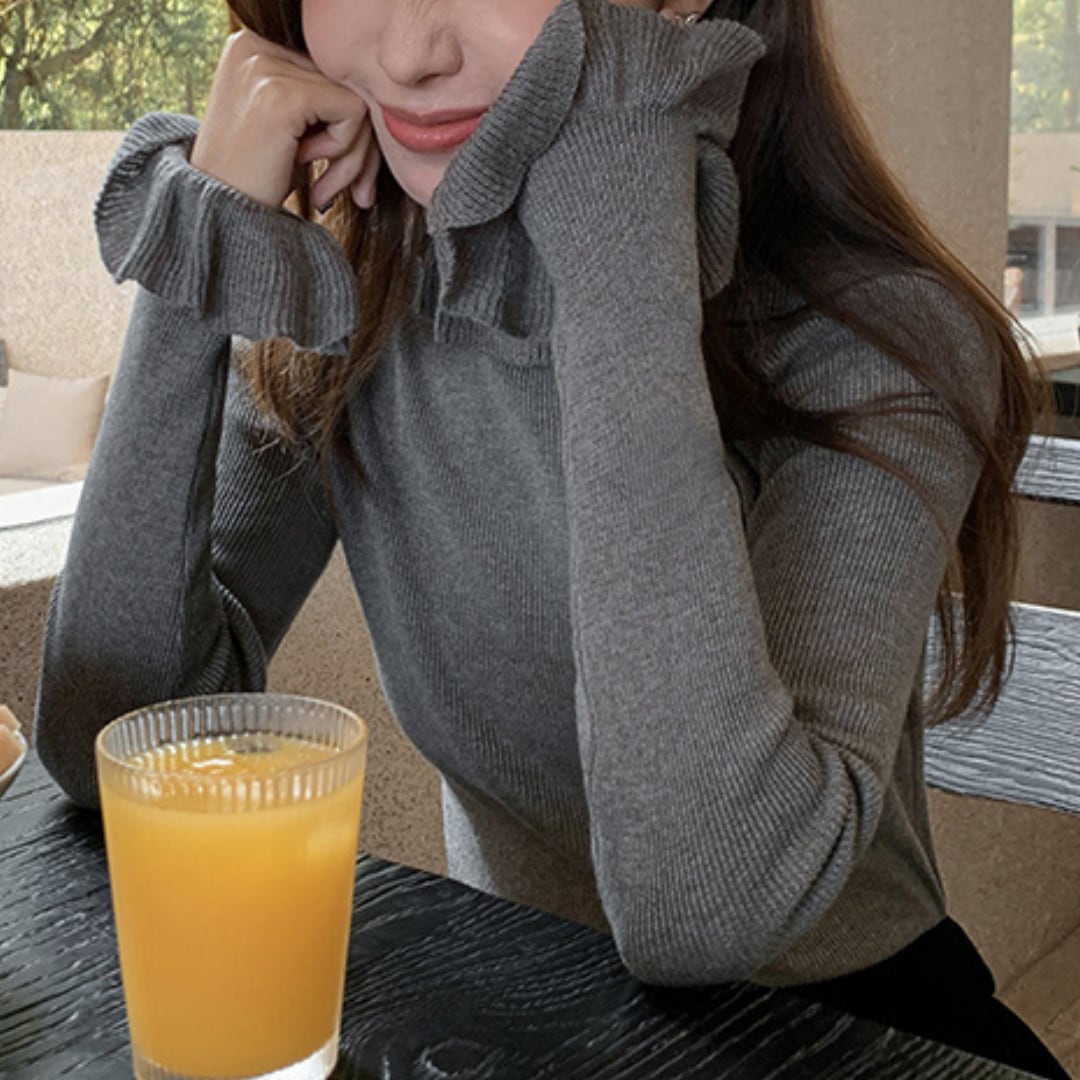 Frilled half turtleneck sweater【2col】00128