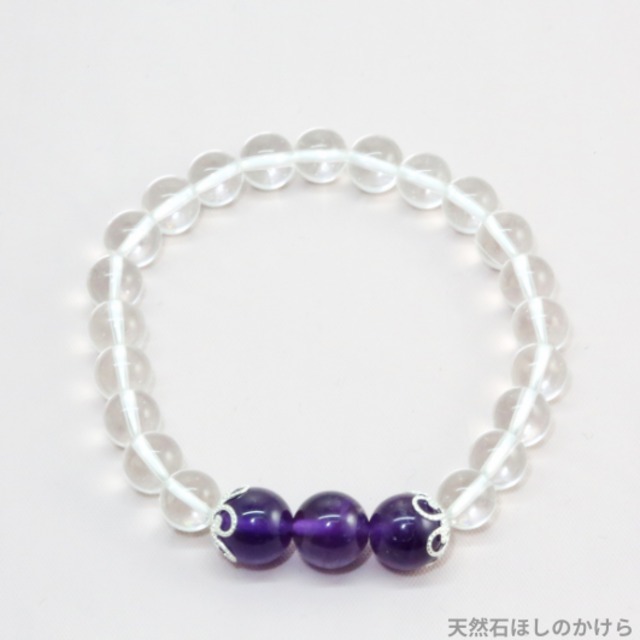 アメジストと水晶のブレスレット(778)【浄化・真実を見抜く・癒し】