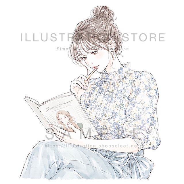 本を読む女性のイラスト素材