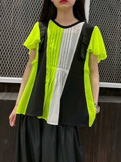 MMB110TEA 異素材ドッキングブラウス