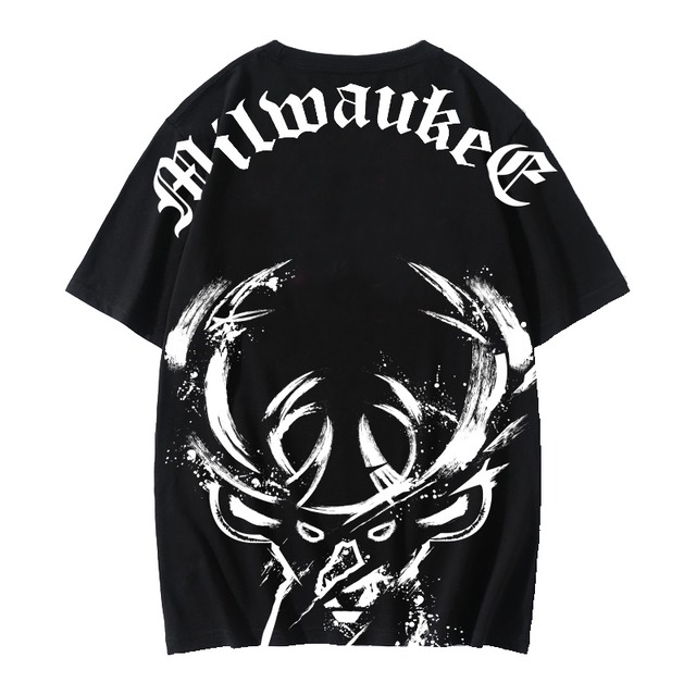 【トップス】BUCKS Antetokounmpo インクグラフィック速乾性生地バスケットボール半袖Tシャツ 2203101734J