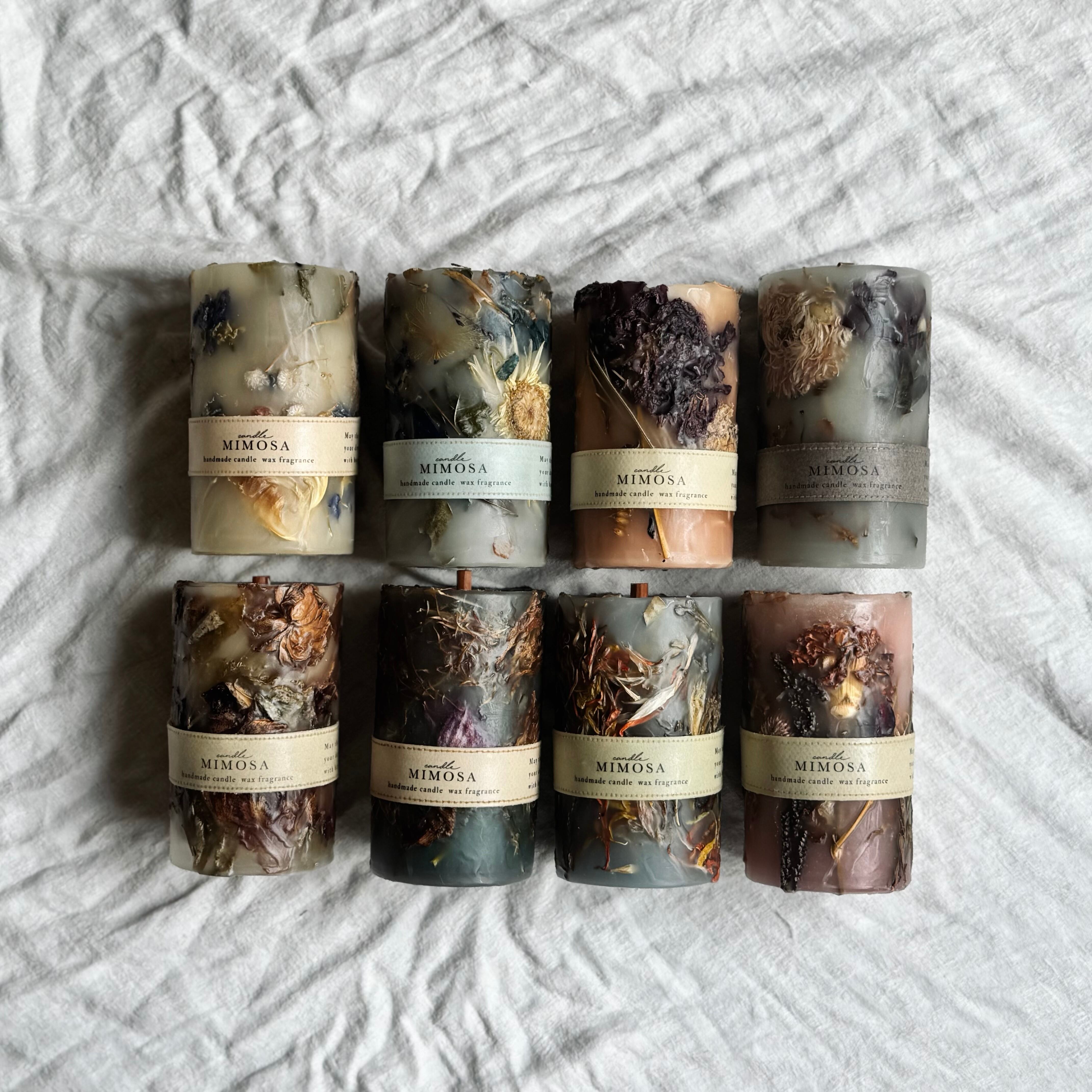 Mimosaの香り】ボタニカルアロマキャンドル/φ7×13cm | candleMimosa