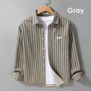 【M-3XL】Vintage Stripe Long Sleeve Shirt / ヴィンテージ ストライプ 長袖 シャツ
