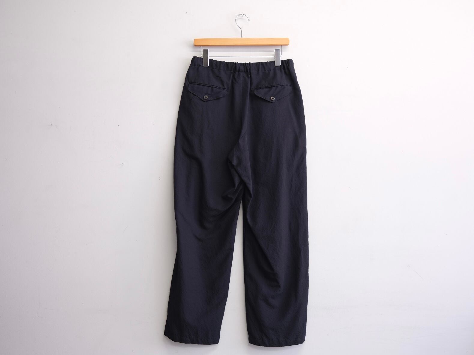 ULTERIOR” WASHED WOOL SILK TWILL DRAWSTRING PANTS FRENCH NAVY