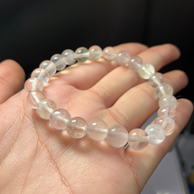 f76ホワイト×カラーレスフローライトブレスレット