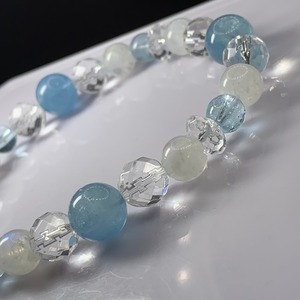 アクアマリン×ホワイトラブラドライト デザインブレスレット