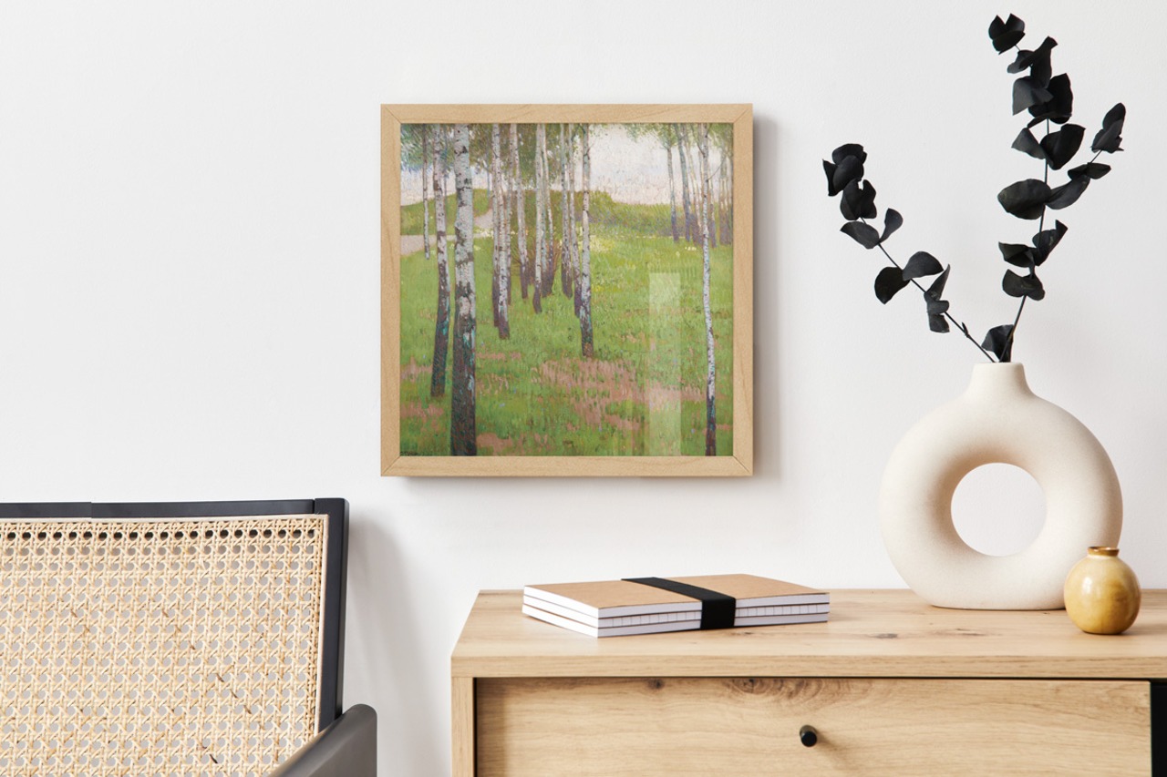 [額縁付き] Birch grove in the evening light カール・モル アートポスター 323×323mm 風景画 額装 天然木 ポスターフレーム 木製 絵画 日本製 APFS029 - 3