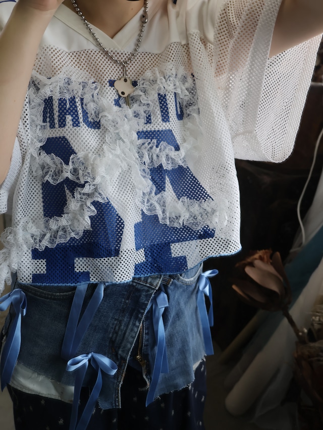 frill ribbon game shirt