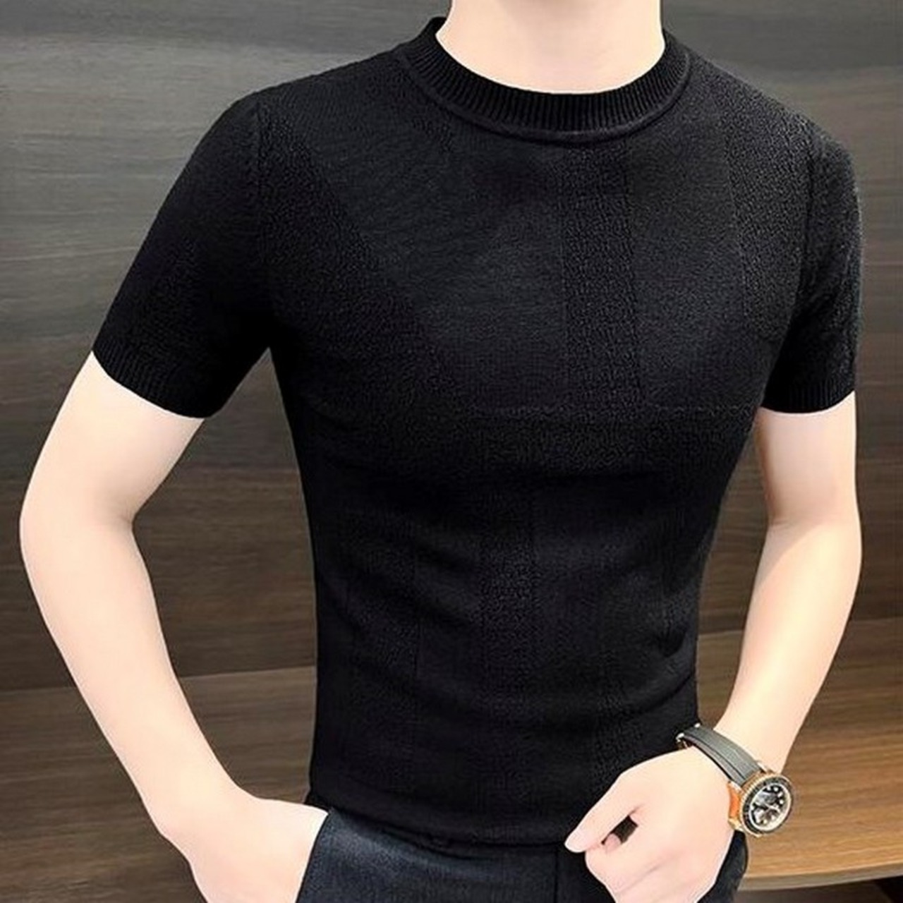 knit short sleeve T-shirt tops 00279