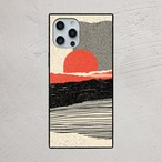 受注生産 iPhoneケース 赤い夕日と黒い波の紙片コラージュ｜風景コラージュ ZINE033B