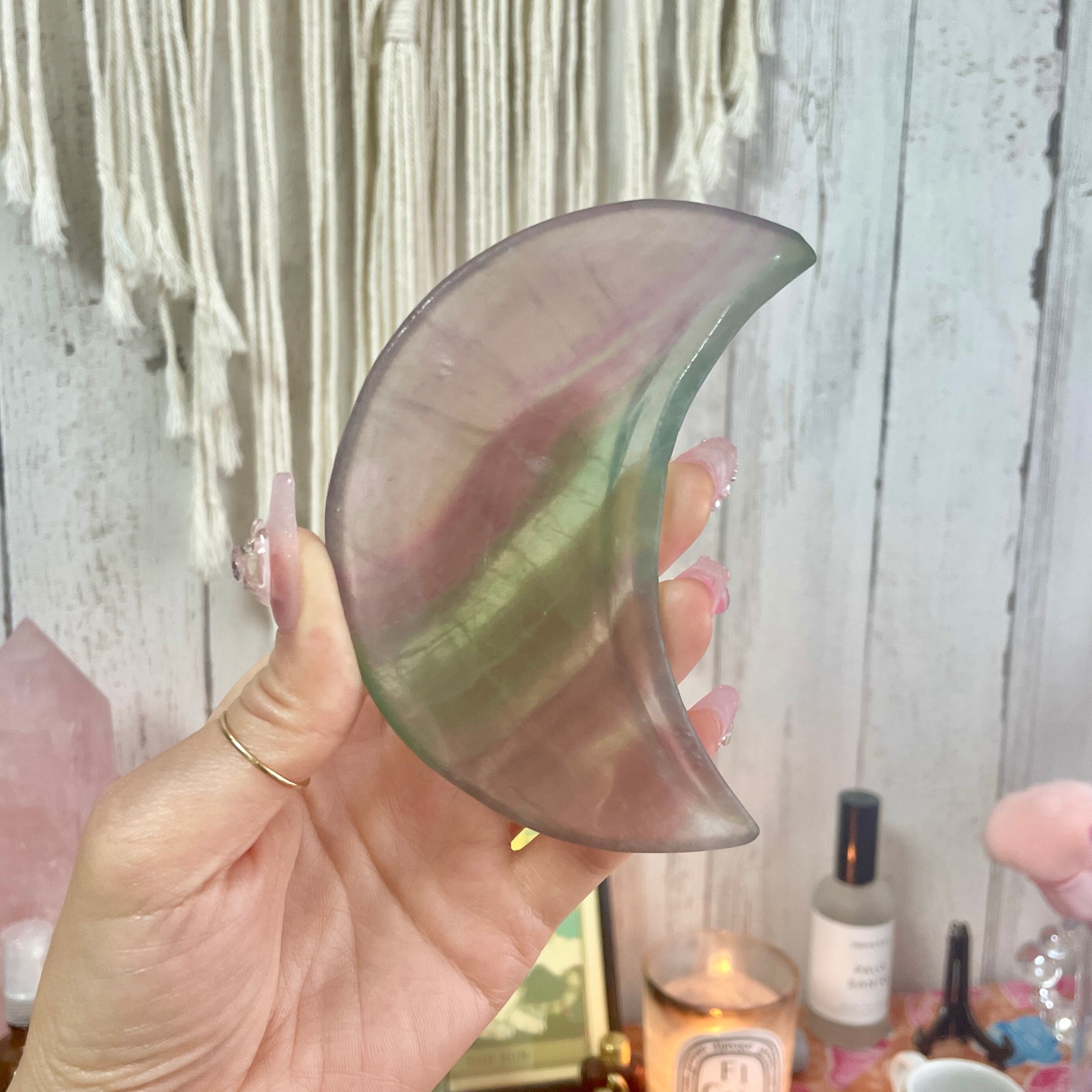 ローズクォーツ天然石トレイインテリアトレイ貝モチーフ天然石プレート